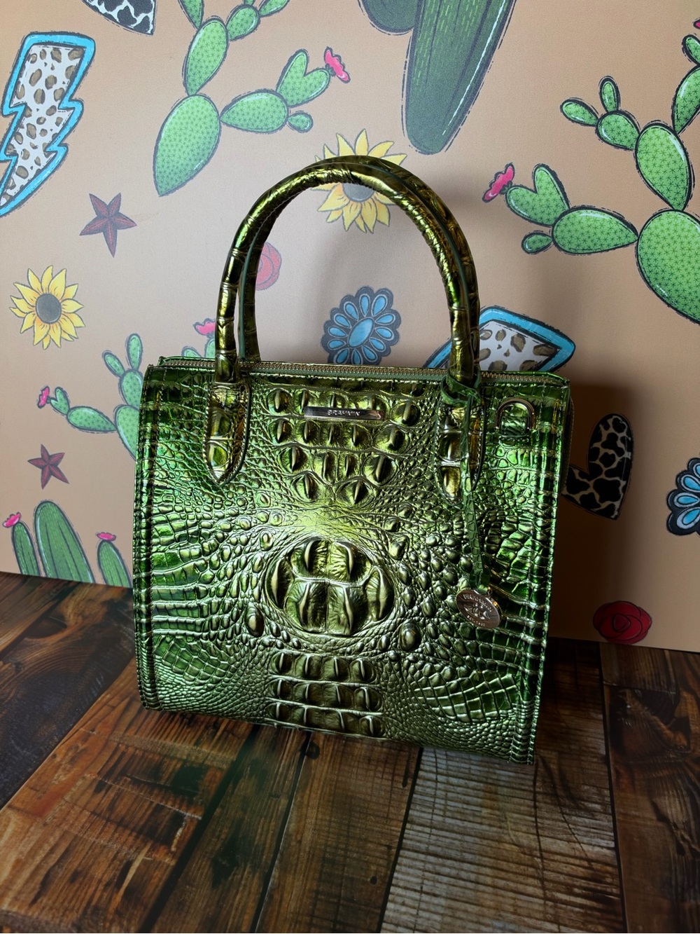 Last one! Price Firm! Brahmin Small Caroline cacti green Metallic - Picture 13 of 13